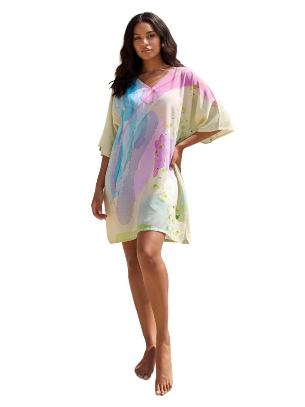 Women's Abstract Print Tunic Dress | Plus Size Colorful Resort Wear